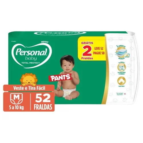 Personal Fralda Baby Total Protect Pants Média, 52 UnidadeS