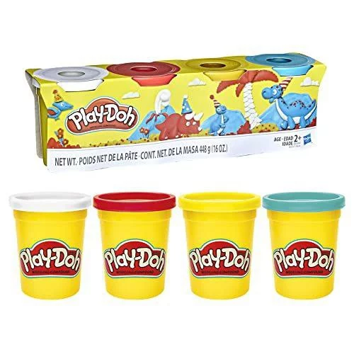 🛍️Play-Doh, Massinha de Modelar Infantil, Kit com 4 Potes - Conjunto de Brinquedo com Cores Variadas - A partir de 2 Anos