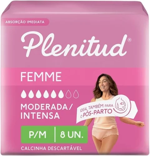 Plenitud Active Mulher - Roupa Íntima, Tamanho P/M, 8 Unidades