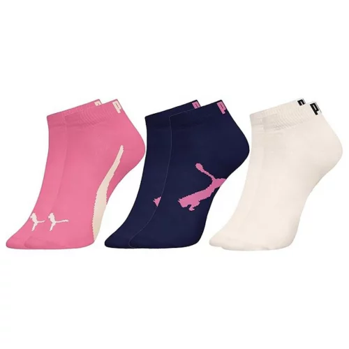 PUMA INFANTIL Kit 3 Pares Meia Sapatilha Cano Curto Respirável, 1 Marinho - 1 Off White - 1 Rosa, 29-34