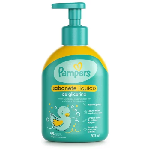 Sabonete Infantil Líquido Pampers Glicerina Da Cabeça Aos Pés 200ml