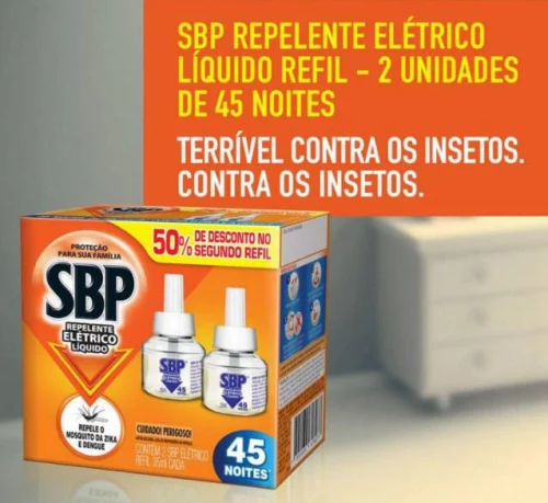 SBP Repelente Elétrico Líquido 45 Noites 50% 2ª Unidade 35Ml