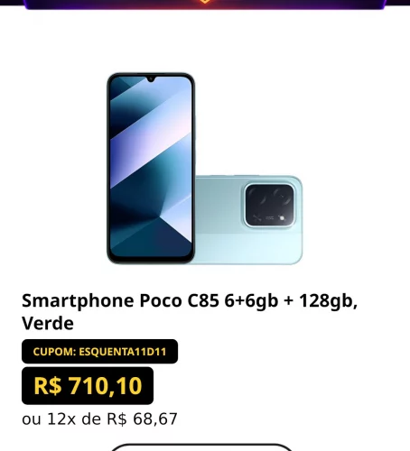 Smartphone Poco C85 6+6gb + 128gb, Verde