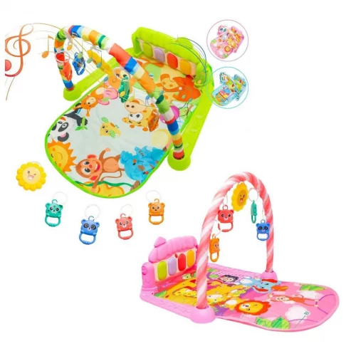 Tapete de Atividades Musical com Piano para Bebê, Arco de Brinquedos Interativos, Estampado e Cores Vibrantes (Verde)