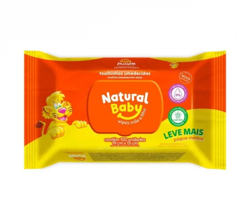 Toalha Umedecida Natural Baby Wipes 100 unidades