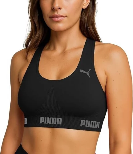 💎 Top Sem Costura, Puma, Feminino, Preto 💎 Top Sem Costura, Puma, Feminino, Preto