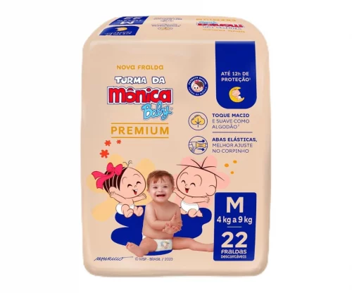 Turma da Mônica Baby Premium Jumbo M 22 Unidades