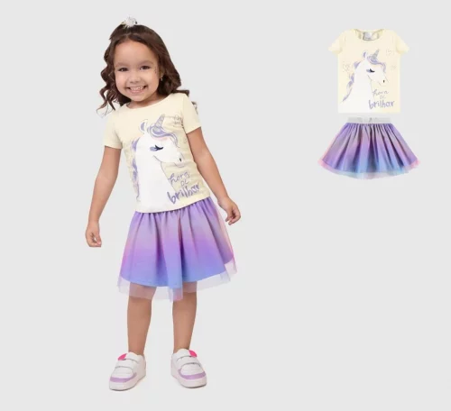 Vestido Rodado Estampado Malwee Kids (Tam. 1, 2 e 6)