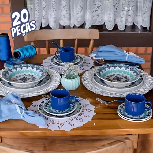 😱20 PEÇAS de Cerâmica 🍽 ESTAMPA LINDAAAAA 💙 #MercadoLivre