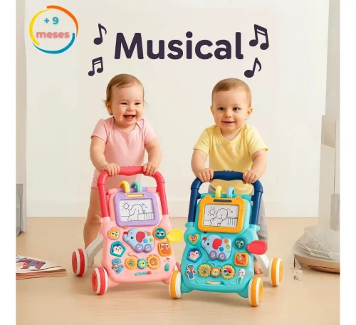 Andador Empurrador Didático Infantil Educativo Musical  - Azul