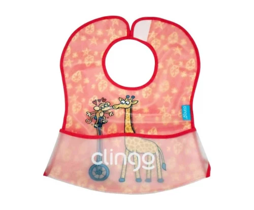 Babador Impermeável Bolso Coletor - Girafa, Clingo, Vermelho, Tamanho único