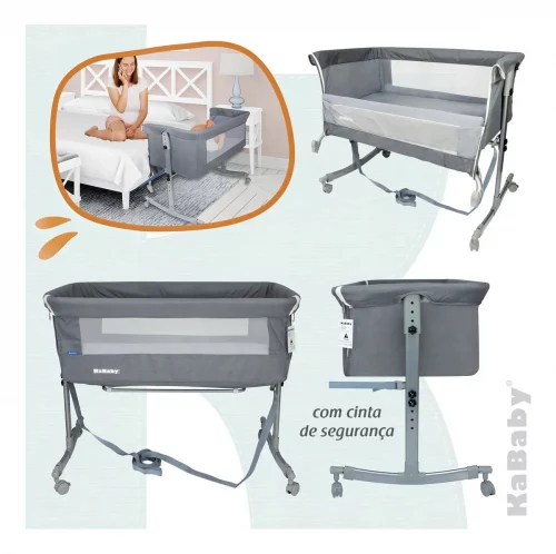 Berço Portátil Encaixa Na Cama Co-bed - Voyage - Cinza