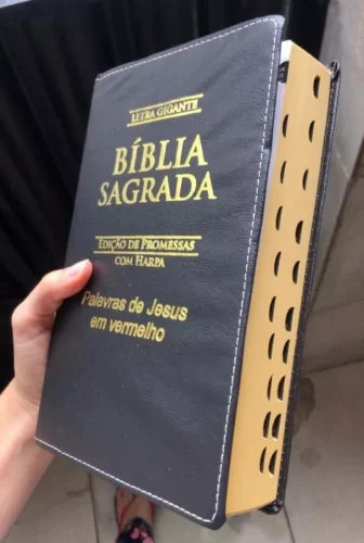 Biblia Sagrada Letra Gigante Luxo Popular - Preta - Com Harpa - RC