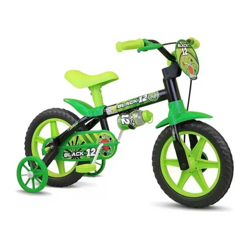 Bicicleta Infantil Com Rodinhas de Apoio Aro 12, Nathor - Verde Bicicleta Infantil Com Rodinhas de Apoio Aro 12, Nathor - Verde