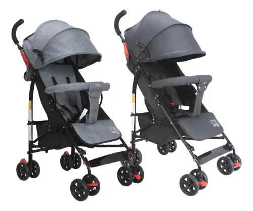 Carrinho de Bebê Guarda Chuva Modo Berço Link Até 15kgs Maxi Baby - Preto/Cinza
