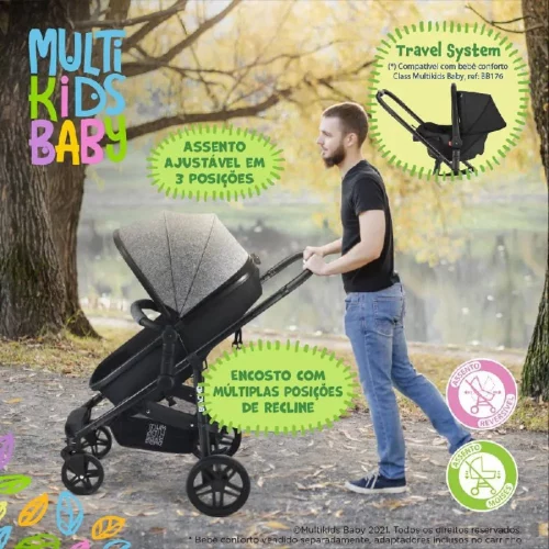 Carrinho De Passeio Para Bebê Com Berço Moíses Beyond Multikids Cinza Carrinho De Passeio Para Bebê Com Berço Moíses Beyond Multikids Cinza