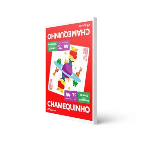 🛍️Chamequinho Papel A4, 75 g, 100 Folhas, Branco Sulfite