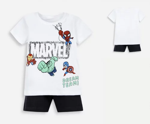 Conjunto de algodão marvel babies off white (Tam. 1, 4 e 5)