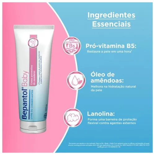 Creme Preventivo de Assaduras Para Bebês Bepantol Baby, 120g