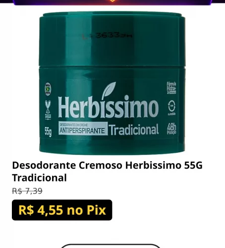 Desodorante Cremoso Herbissimo 55G Tradicional