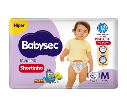 Fralda BabySec Premium Shortinho M 60 unidades Fralda BabySec Premium Shortinho M 60 unidades