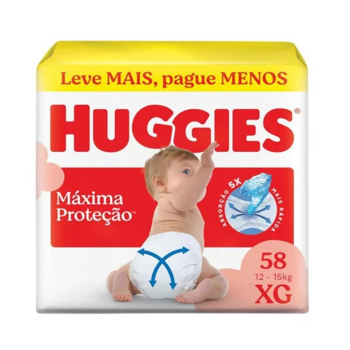 Fralda Huggies Supreme Care XG com 58 Unidades