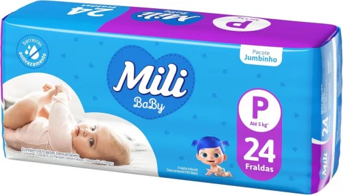 Fralda Mili Baby Jumbo P com 24 Unidades