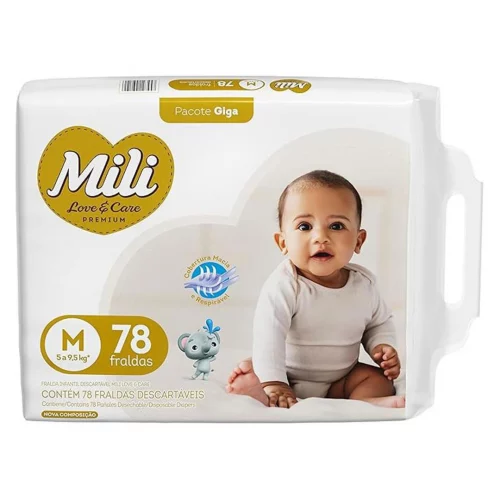 Fralda Mili Love & Care Premium M 78 Unidades