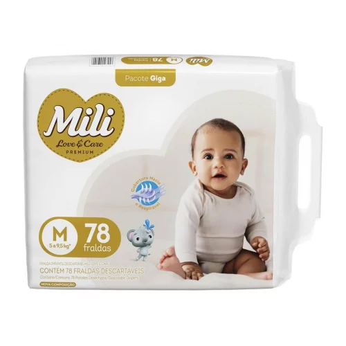 Fralda Mili Love&Care Mega M - 78 Unidades
