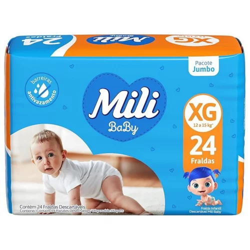 Fralda Mili Ultra Seca Jumbo XG com 24