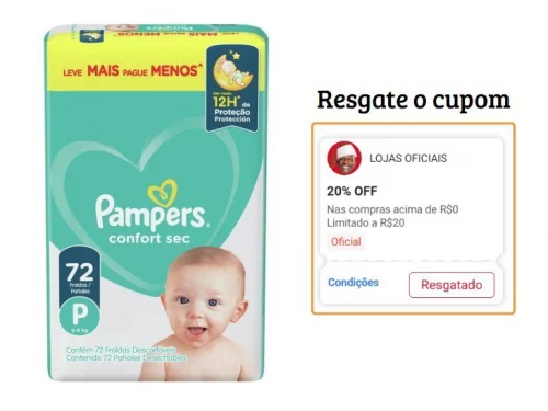 Fralda Pampers Confort Sec Super Tamanho P 72 Unidades