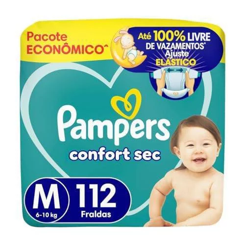 Fralda Pampers Confort Sec Tamanho M 112 Fraldas Descartáveis