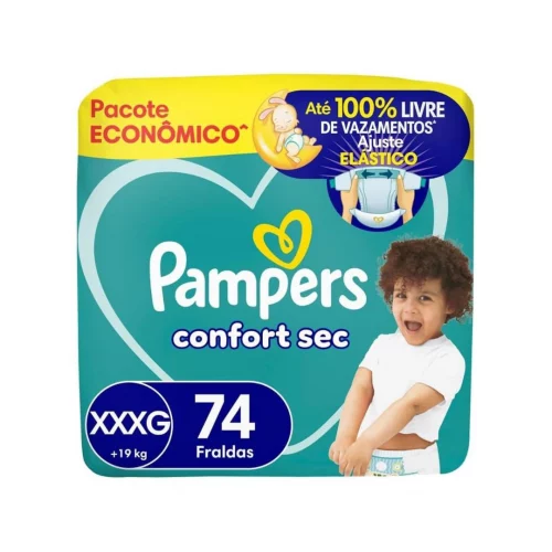 Fralda Pampers Confort Sec XXXG 74 unidades