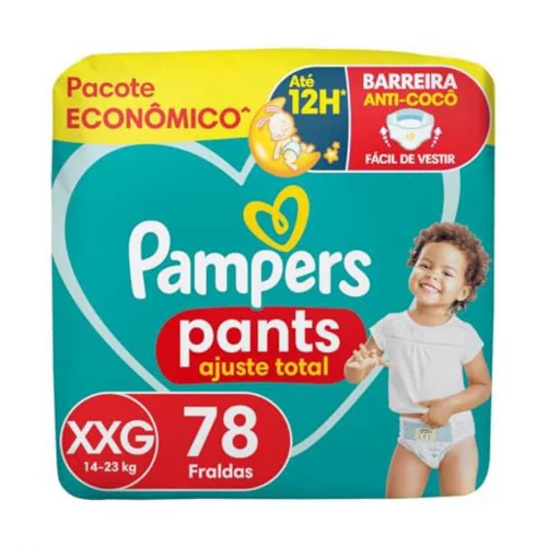 Fralda Pampers Pants Ajuste Total tamanho XXG, Fácil de Vestir, 78 Unidades