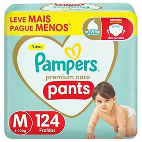 Fralda Pampers Pants Premium Care M 124 unidades