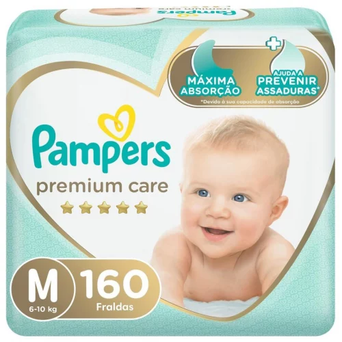 Fralda Pampers Premium Care M - 160 fraldas