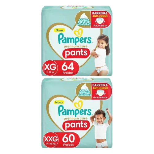 Fralda Pampers Premium Care Pants XG e XXG Fralda Pampers Premium Care Pants XG e XXG