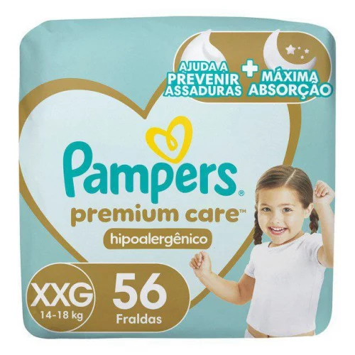 🛍️Fralda Pampers Premium Care Tamanho Xxg 56 Unidades