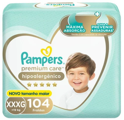 Fralda Pampers Premium Care XXXG - 104 fraldas