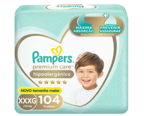 Fralda Pampers Premium Care XXXG com 104 Unidades