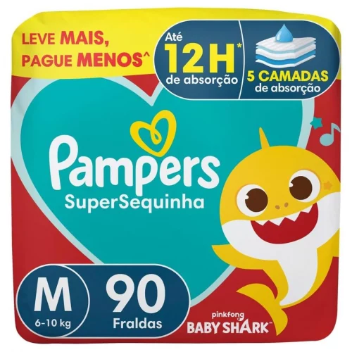 Fralda Pampers Supersequinha Tamanho M 90 Unidades