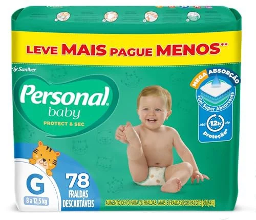 🛍️Fralda Personal Baby Protect & Sec Grande Promo - 78 Unidades
