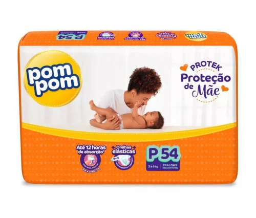Fralda Pom Pom Proteção de Mãe Jumbo P 54 Unidades