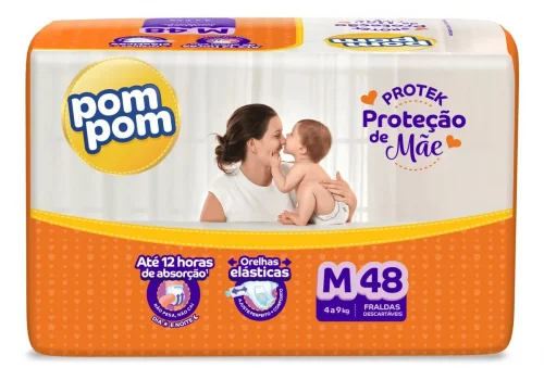Fralda Pom Pom Protek Proteção De Mãe M - 48 Unidades
