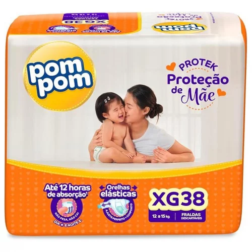 Fralda Pom Pom Protek Proteção de Mãe Mega XG 38 Unidades