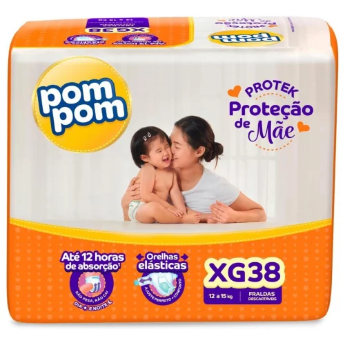 Fralda Pom Pom Protek Proteção de Mãe Mega XG 38 Unidades
