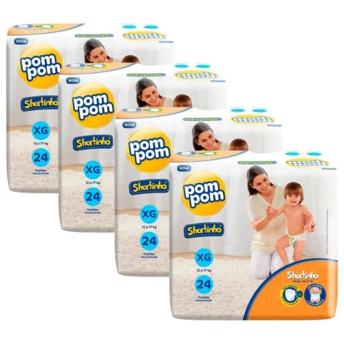 Fralda Pom Pom Shortinho Jumbo XG 96 Unidades