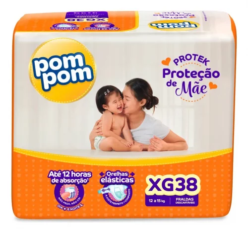 Fralda Protek Proteção De Mãe Mega Xg Sem gênero 38 Unidades Pom Pom Fralda Protek Proteção De Mãe Mega Xg Sem gênero 38 Unidades Pom Pom