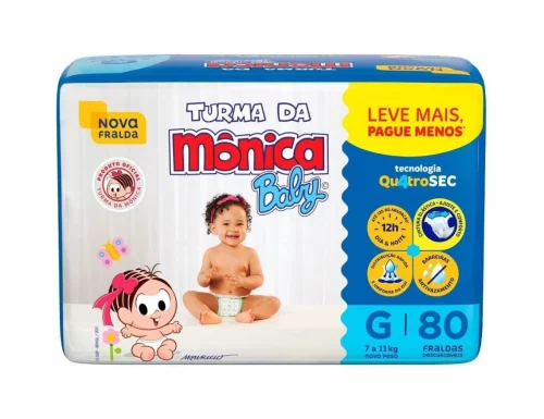 Fralda Turma da Mônica Baby G 80 unidades
