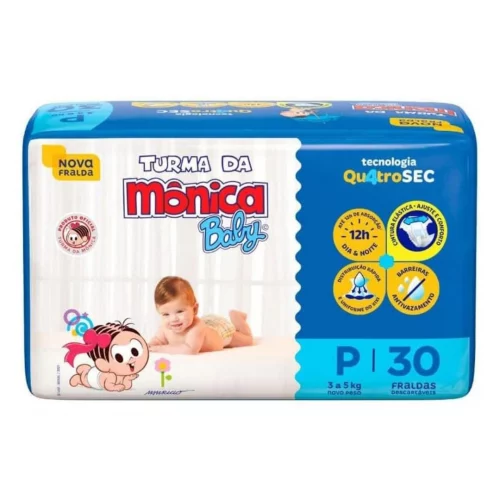 Fralda Turma da Mônica Baby P 30 Unidades